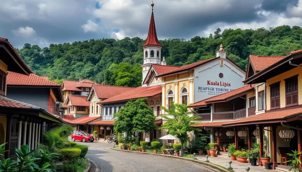 Generate an image of Kuala Lipis Heritage Town's historic district