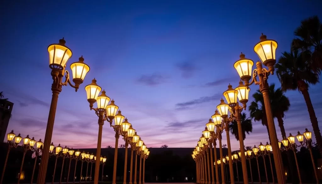 Generate an image of LACMA's Urban Light installation