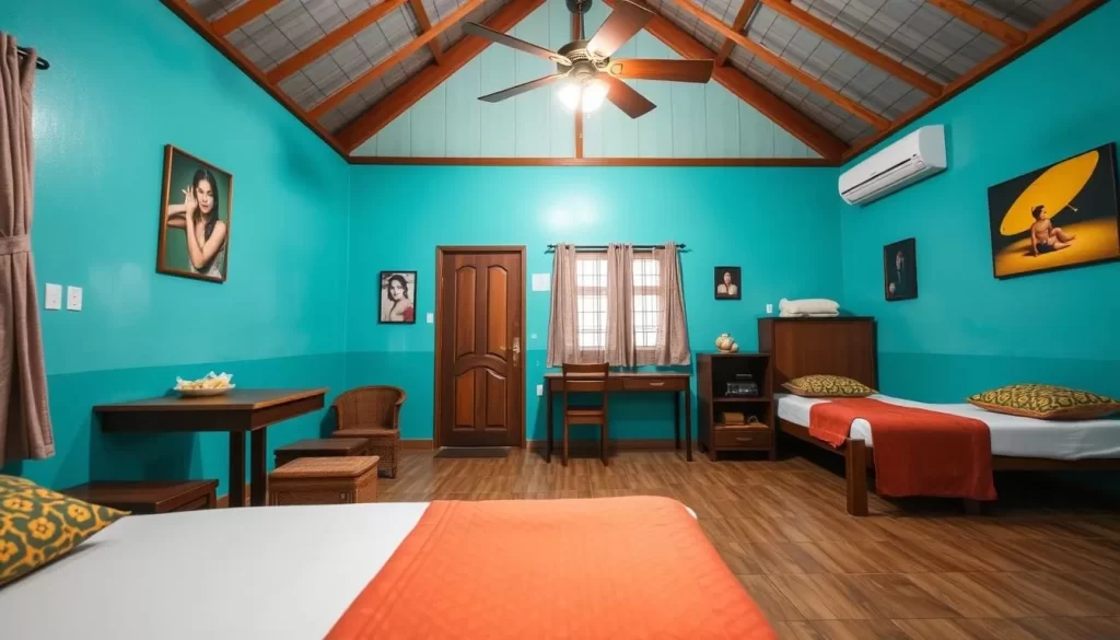 Generate an image of Mabul Backpackers, showcasing its cozy rooms and friendly atmosphere.