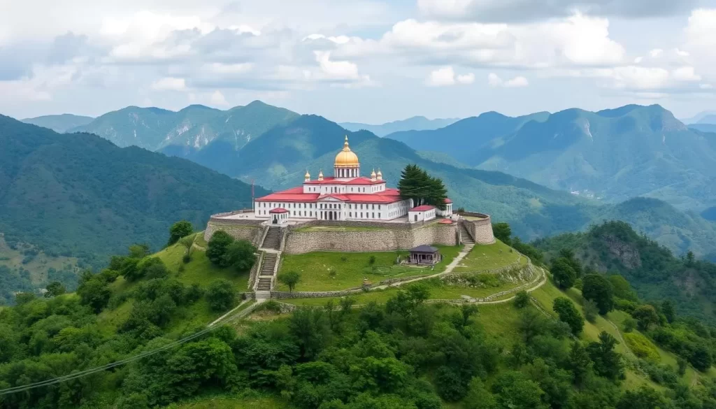 Generate an image of Monastery Hill on Kinaliada, showcasing the Donusum Monastery and its historical significance.