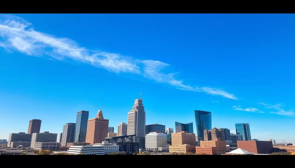Generate an image of Oklahoma City's urban landscape during a sunny day.