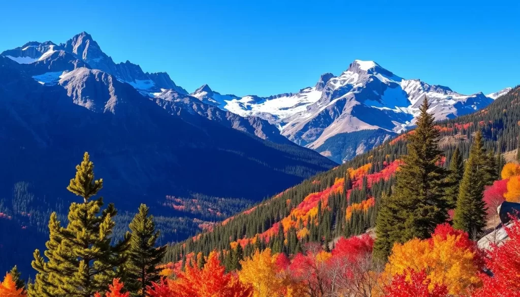 Generate an image of Rocky Mountain National Park during peak fall colors.