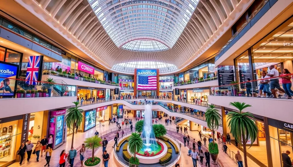 Generate an image of Sandton City Mall in Johannesburg, showcasing its modern architecture and bustling atmosphere.