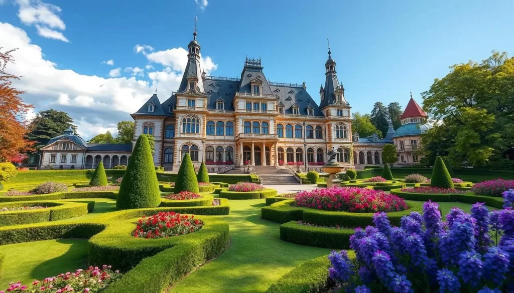 Generate an image of Schloss Lamberg, showcasing its Baroque architecture and beautiful gardens.