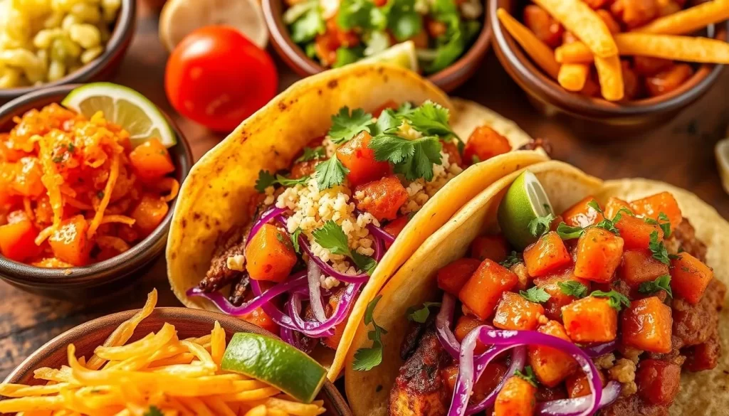 Generate an image of Taco Maria's vibrant dishes.
