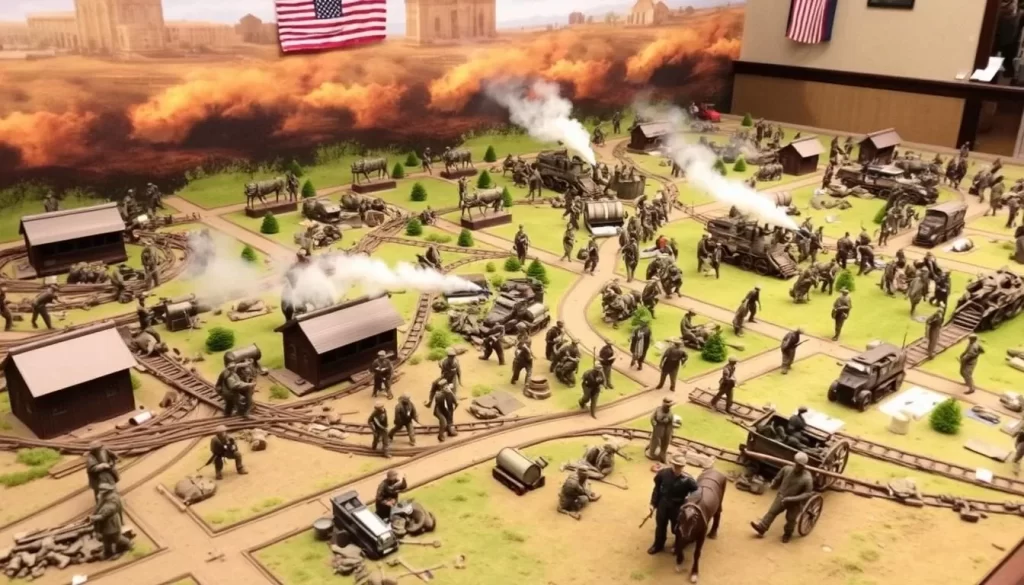 Generate an image of The Old Depot Museum's 250-square-foot diorama of the Siege of Vicksburg.