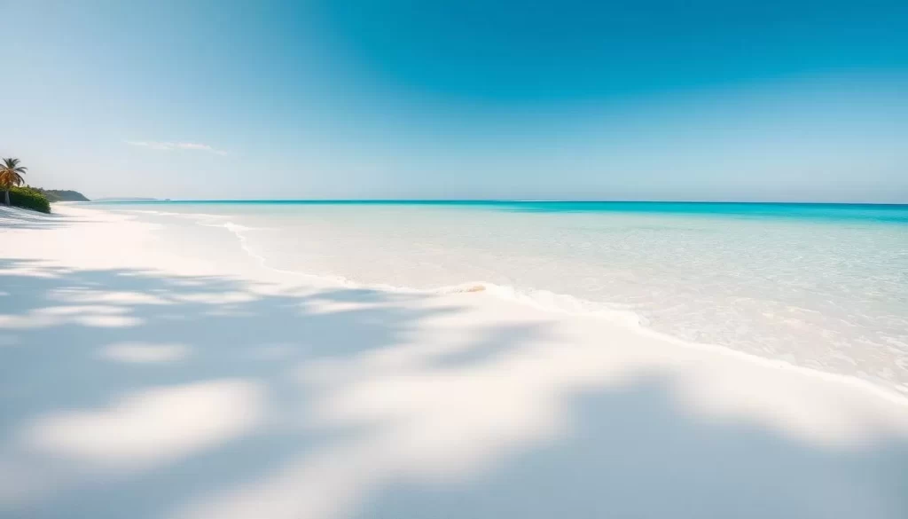 Generate an image of Timba-Timba Island's beach with pristine white sand and crystal-clear waters.
