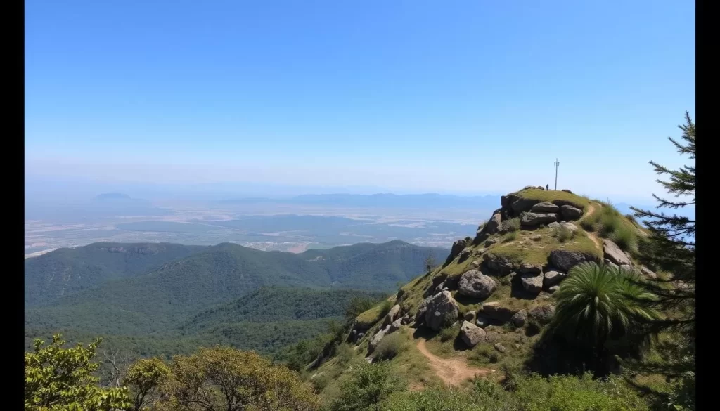 Generate an image of Tip N Top Viewpoint, also known as Tiffin Top, with its picturesque surroundings.