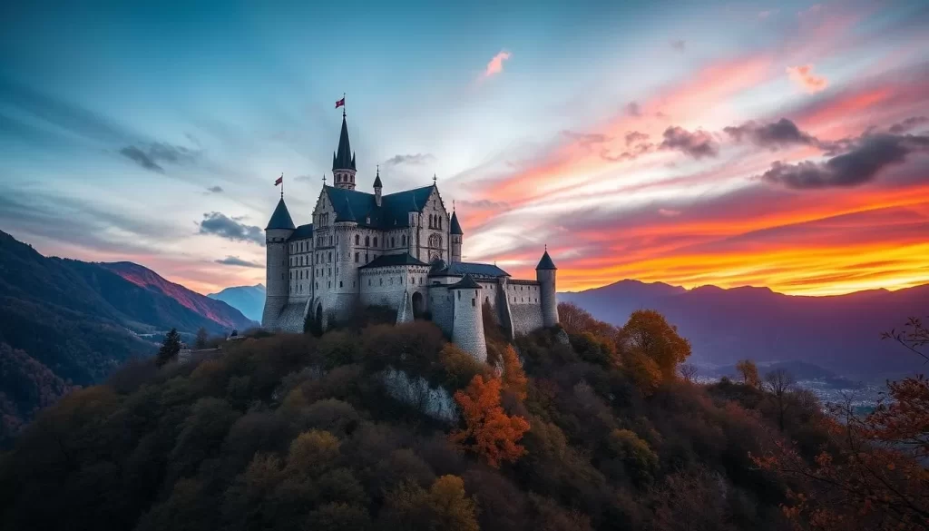 Generate an image of Vaduz Castle from Silum, showcasing its picturesque surroundings.