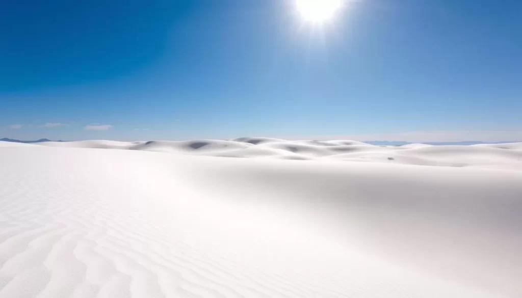 Generate an image of White Sands National Park during a serene winter morning.