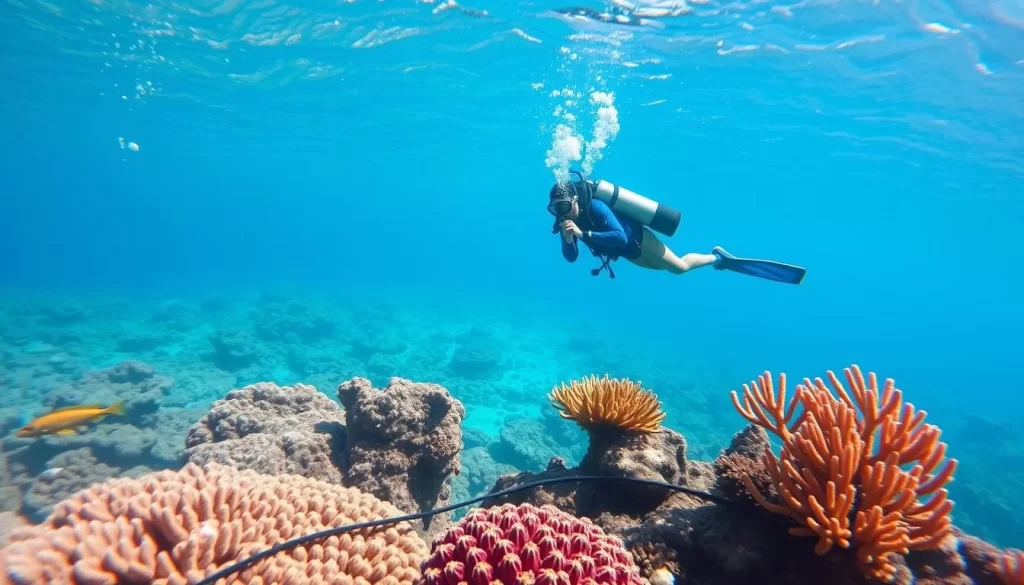 Generate an image of a diver exploring the underwater world in Marmaris Bay.
