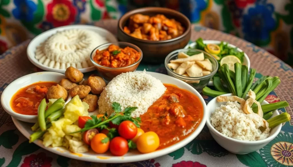 Generate an image of a traditional Togolese meal