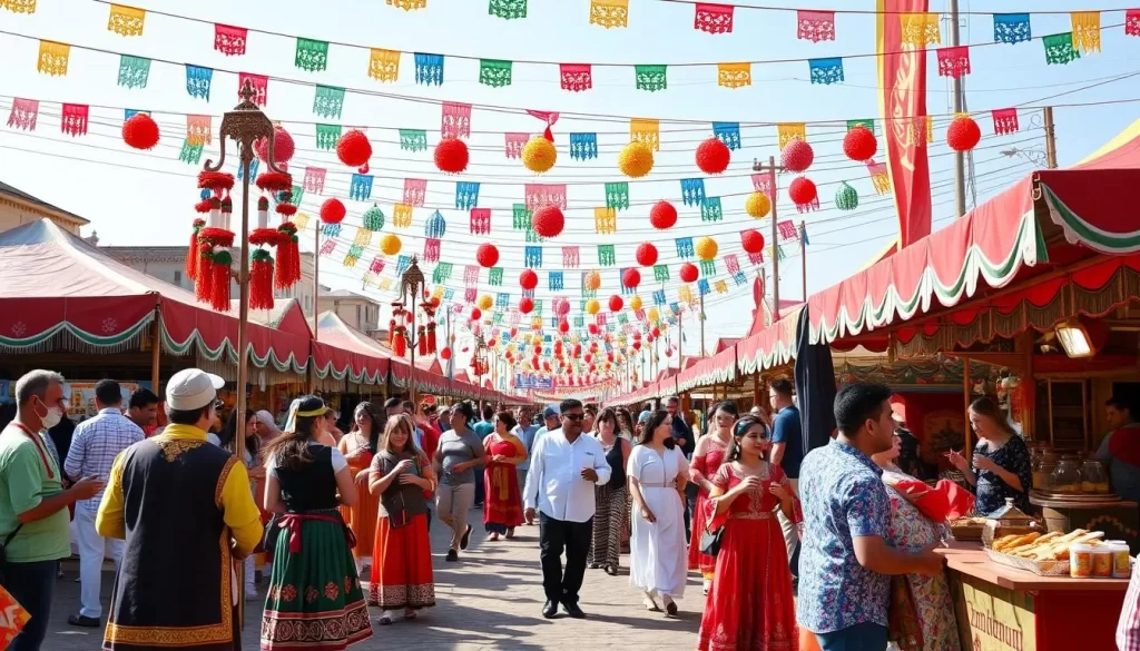 Generate an image of a vibrant festival scene in Azerbaijan