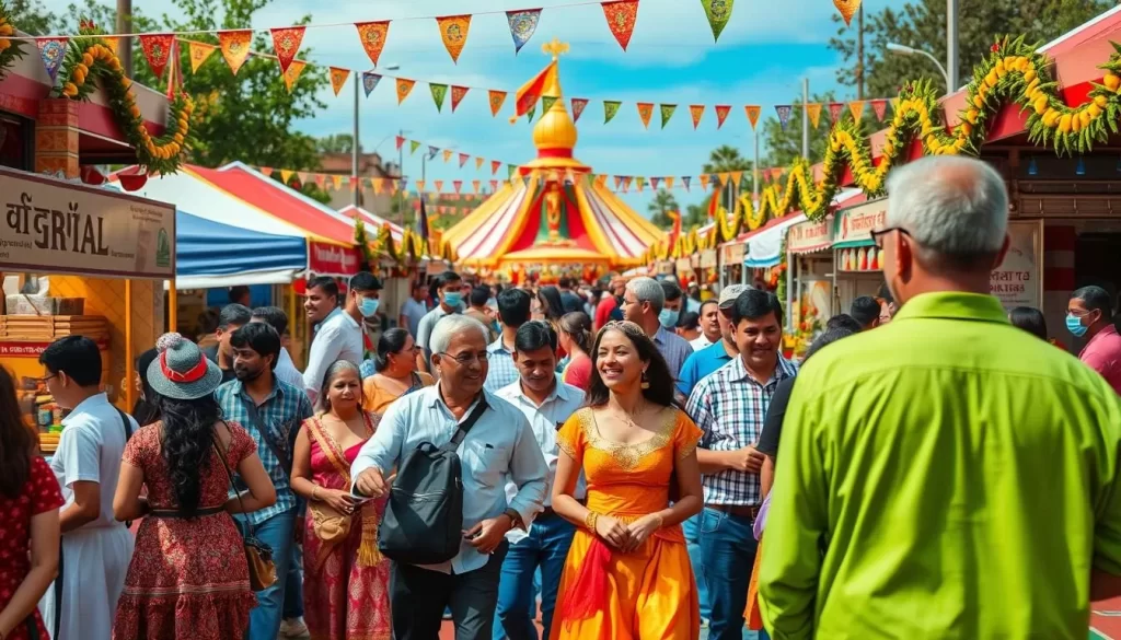 Generate an image of a vibrant festival scene in Lehigh Valley, showcasing diverse cultural heritage and community spirit.