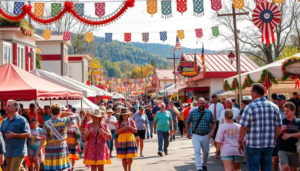 Generate an image of a vibrant festival scene in West Virginia, showcasing a unique event.