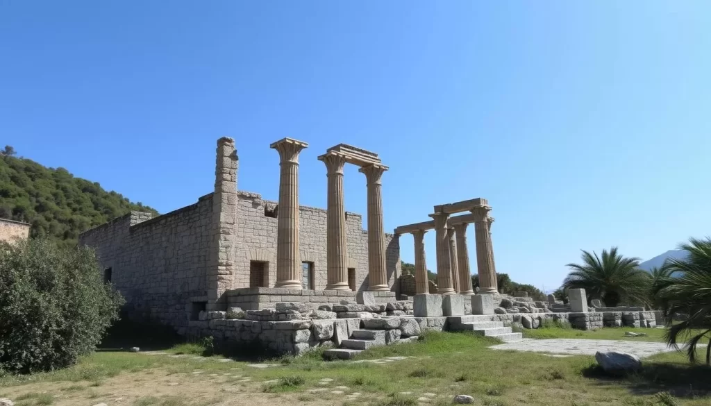 Generate an image of ancient Lycian ruins near Fethiye