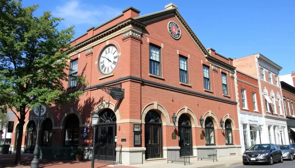 Generate an image of the American Clock & Watch Museum's facade, showcasing its historic building in Bristol's Federal Hill neighborhood.