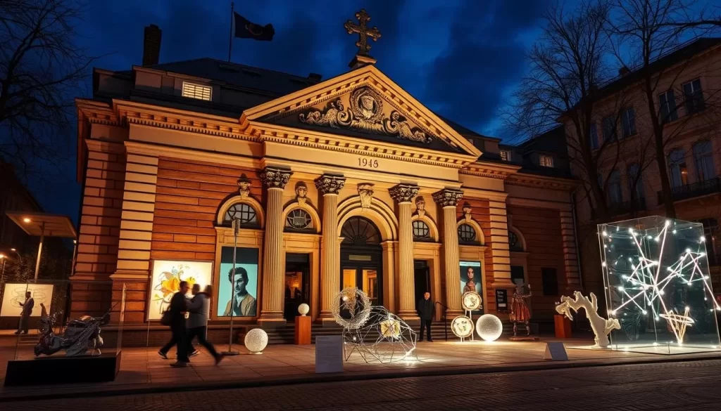 Generate an image of the Arsenal Municipal Gallery's exterior, showcasing its historical building and modern art displays.