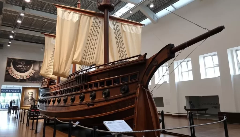 Generate an image of the Bandırma Ship Museum, a replica of the historic ship that carried Atatürk to Samsun, symbolizing the start of the Turkish War of Independence.