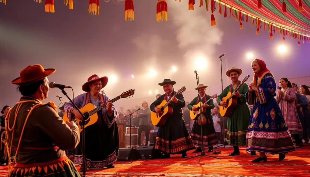 Generate an image of the Boysun Bahori festival, showcasing traditional Uzbek music, dance, and crafts.