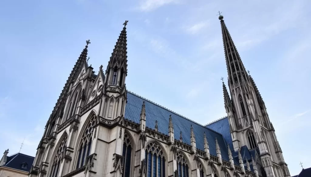 Generate an image of the Cathedral of Our Lady in Antwerp, showcasing its Gothic architecture and tall spire.