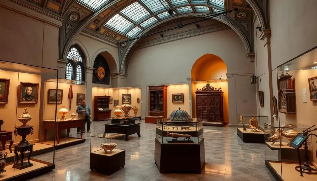 Generate an image of the City History Museum's interior, featuring some of its Ottoman artifacts.