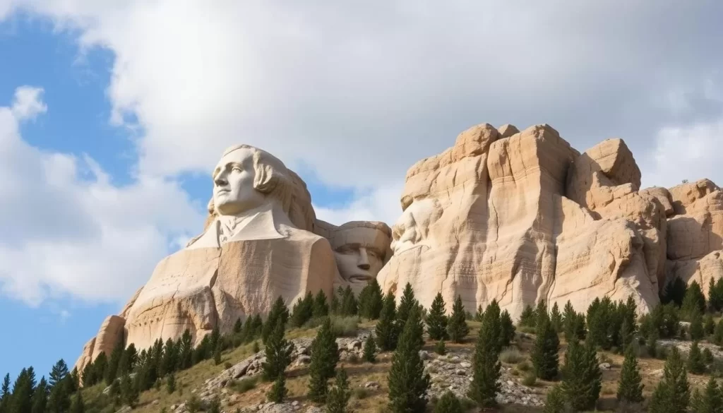 Generate an image of the Crazy Horse Memorial, showcasing its massive scale and the intricate details of the carving.