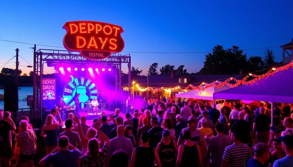 Generate an image of the Depot Days Music Festival in Newport, Arkansas