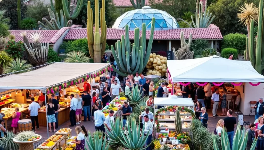 Generate an image of the Desert Botanical Garden during the Devour Culinary Classic event.