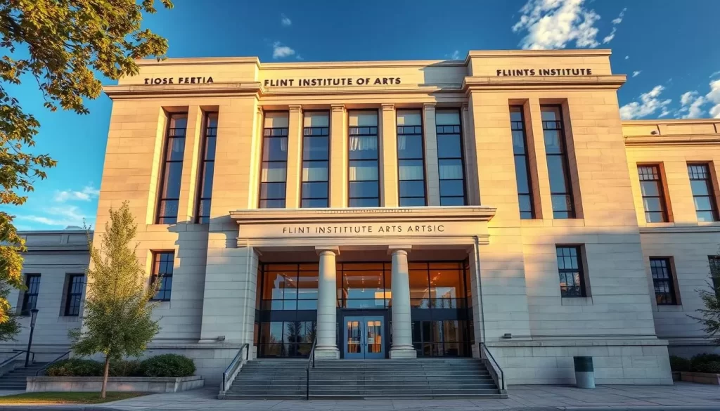Generate an image of the Flint Institute of Arts building, showcasing its architectural beauty.