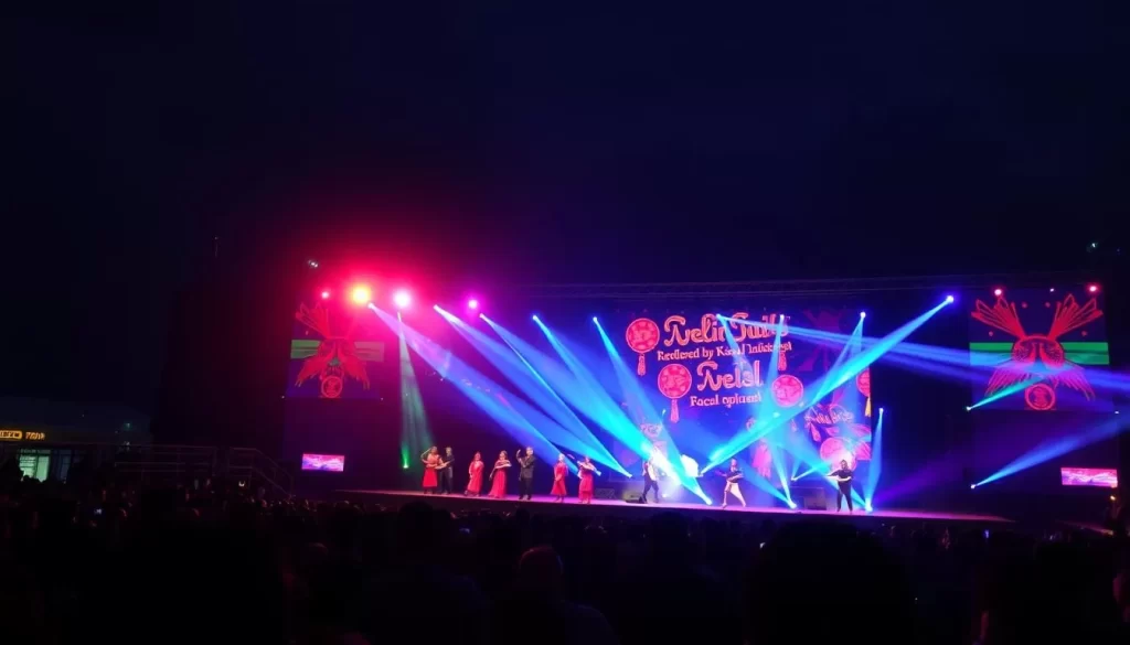 Generate an image of the Four E Festival in Kazakhstan, showcasing diverse cultural performances and artistic expressions.