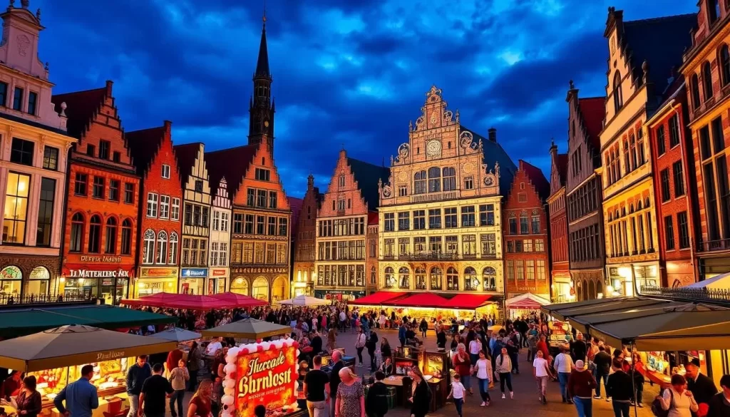 Generate an image of the Grote Markt in Mechelen, showcasing its historic buildings and lively atmosphere.