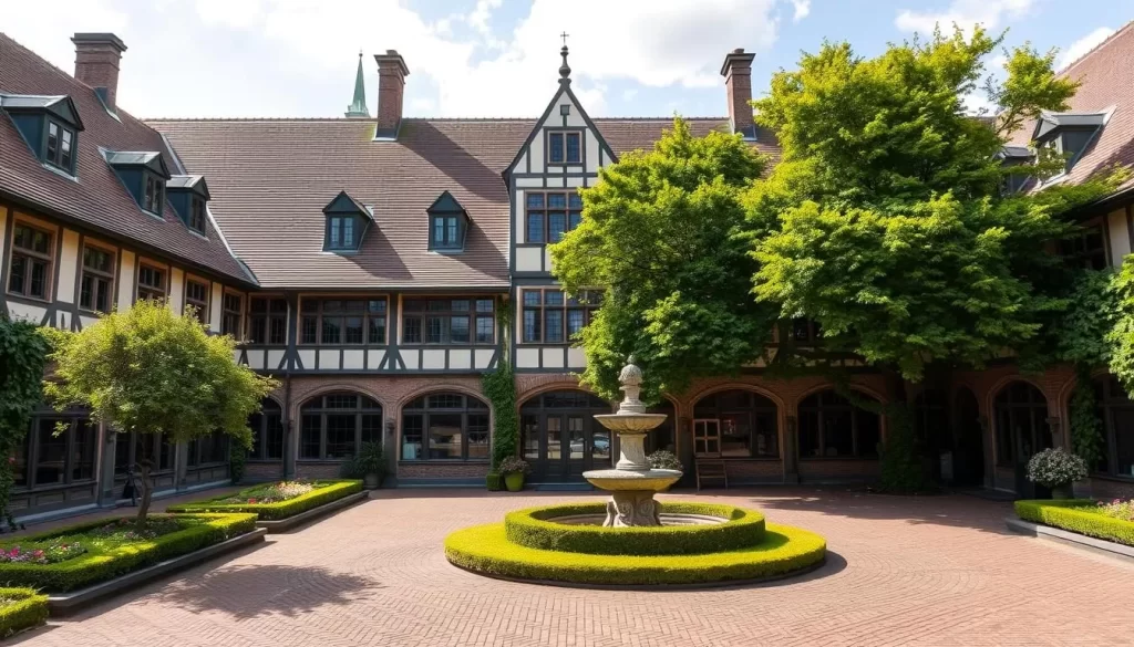 Generate an image of the Hof van Busleyden Museum's beautiful courtyard.
