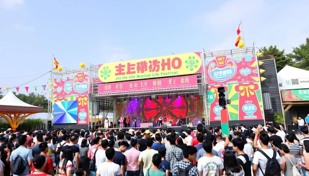 Generate an image of the Jin-Ho Life Music Festival at Yilan Chung Hsing Cultural and Creative Park