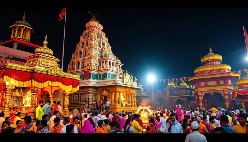 Generate an image of the Kamakhya Temple during Ambubachi Mela