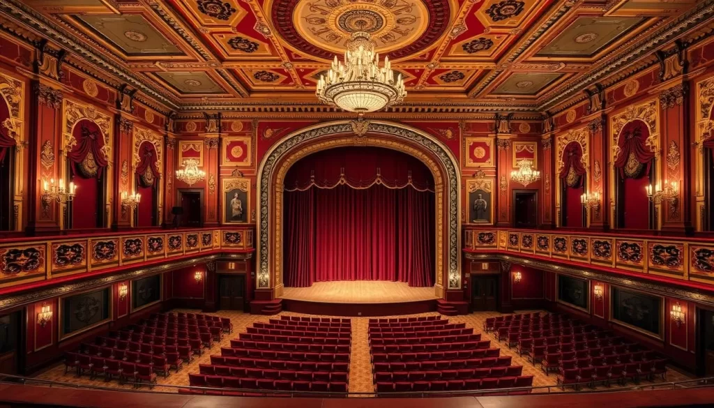 Generate an image of the Keith-Albee Performing Arts Center's ornate interior, showcasing its restored details and grandeur.
