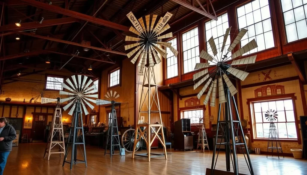 Generate an image of the Kregel Windmill Factory Museum in Nebraska City, showcasing its historic windmill manufacturing facility. Generate an image of the Kregel Windmill Factory Museum in Nebraska City, showcasing its historic windmill manufacturing facility.