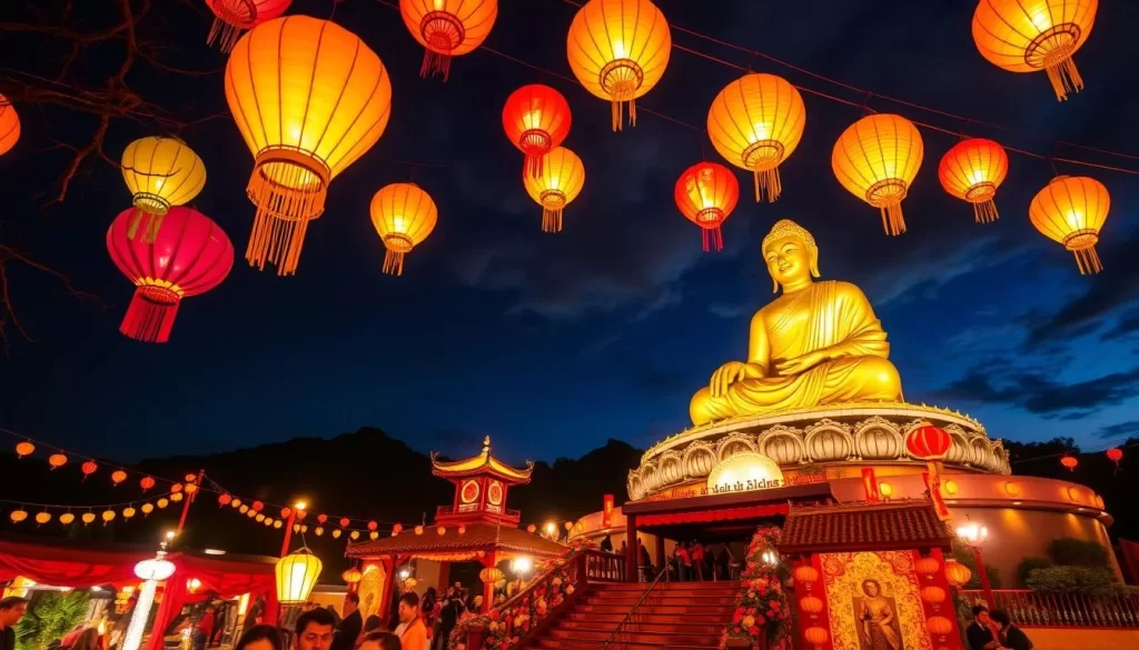 Generate an image of the Lantern Festival at Mt. Bagua Great Buddha Scenic Area