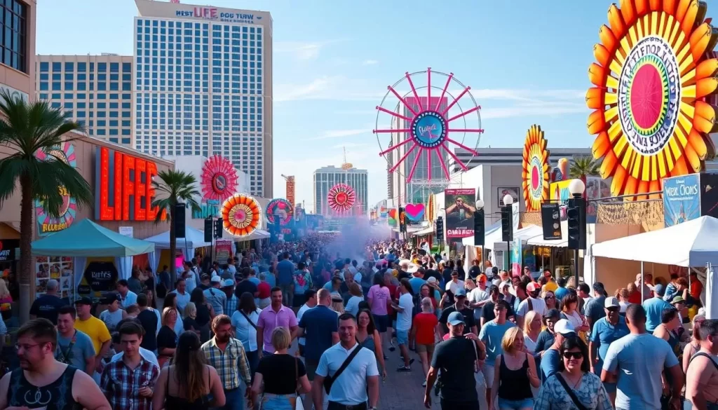 Generate an image of the Life is Beautiful Festival in downtown Las Vegas