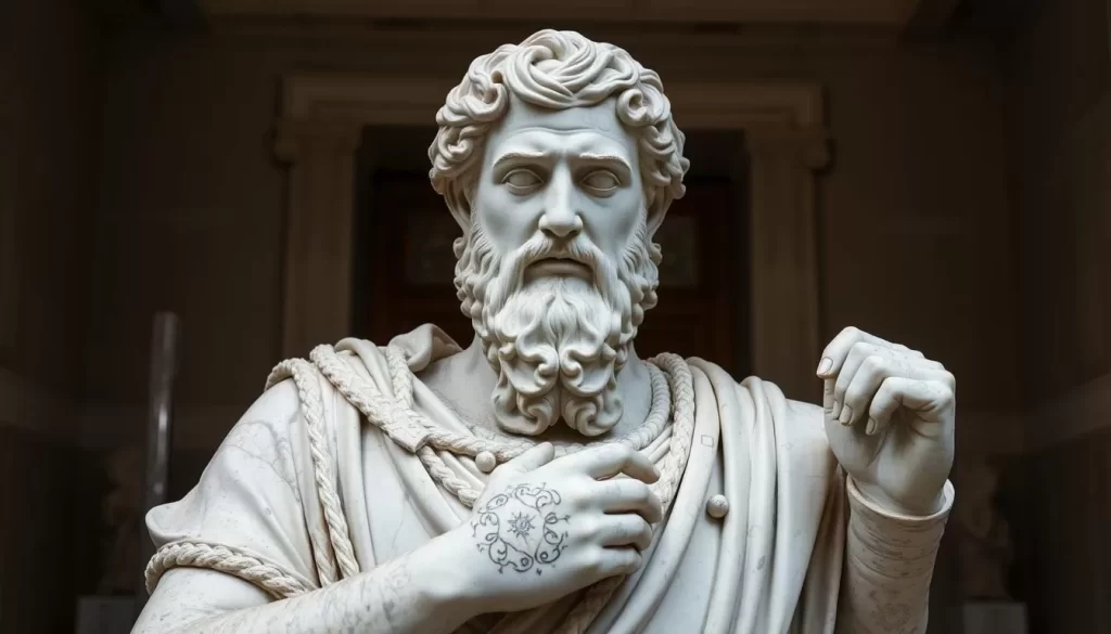 Generate an image of the Marble Statue of Androklos at the Izmir Archaeology and Ethnography Museum.