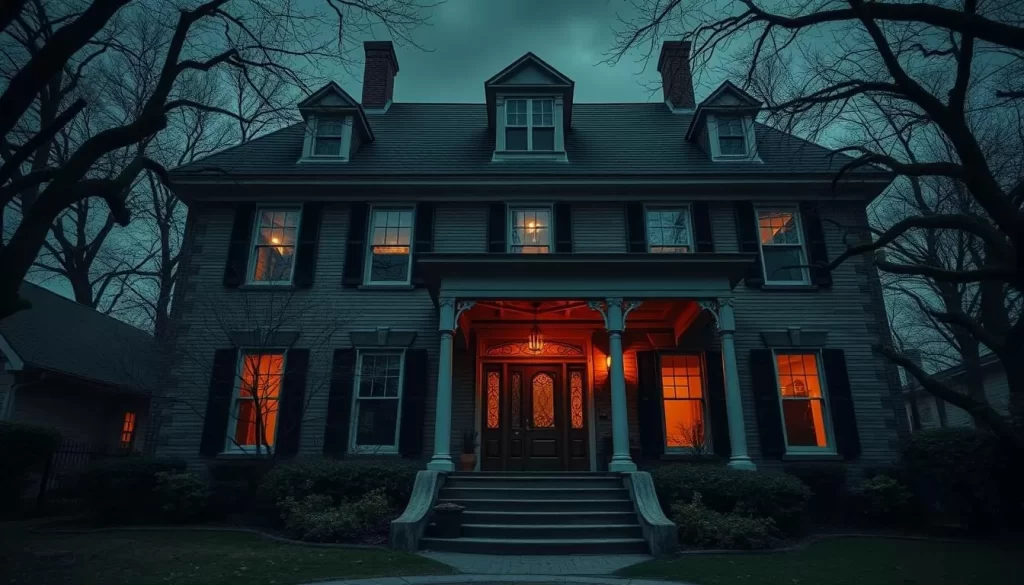 Generate an image of the McRaven Tour Home's eerie and historic facade.