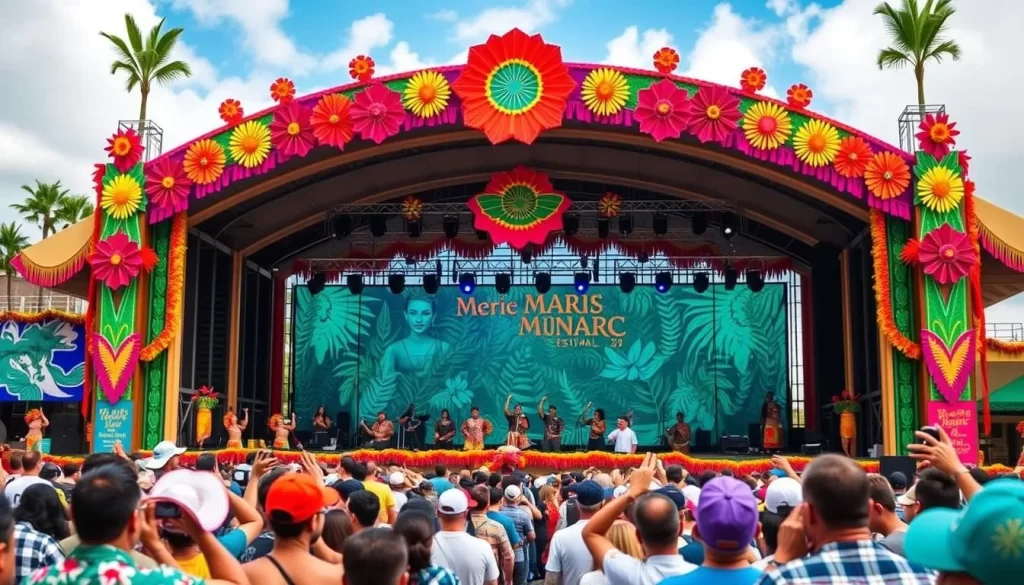 Generate an image of the Merrie Monarch Festival main stage.