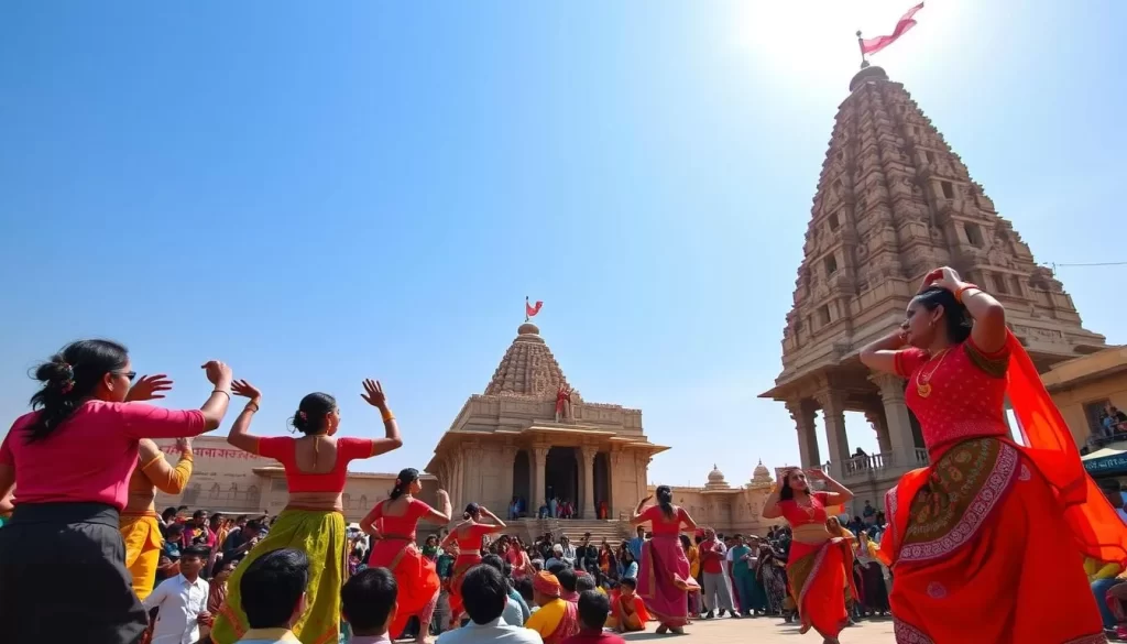 Generate an image of the Modhera Dance Festival at the Sun Temple