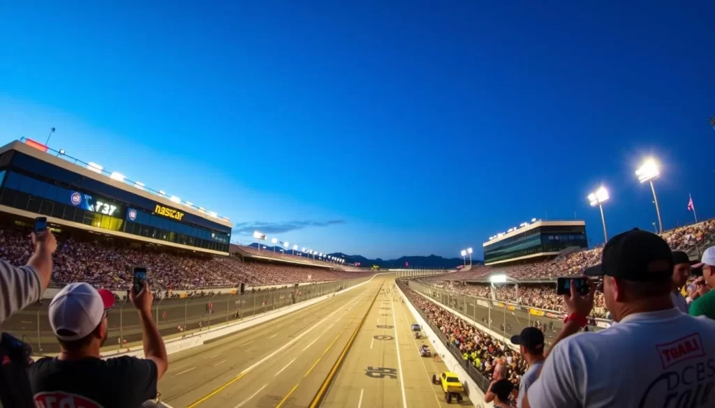Generate an image of the NASCAR Championship Weekend at Phoenix Raceway, highlighting the excitement and festival atmosphere.