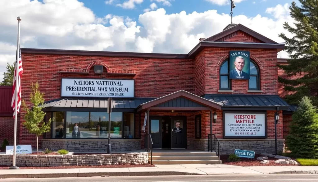 Generate an image of the National Presidential Wax Museum's exterior in Keystone, South Dakota.