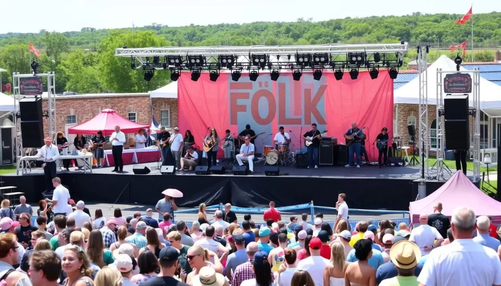 Generate an image of the Newport Folk Festival at Fort Adams State Park