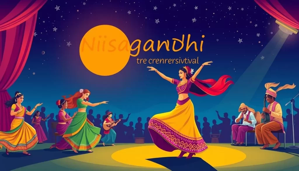 Generate an image of the Nishagandhi Dance and Music Festival performance