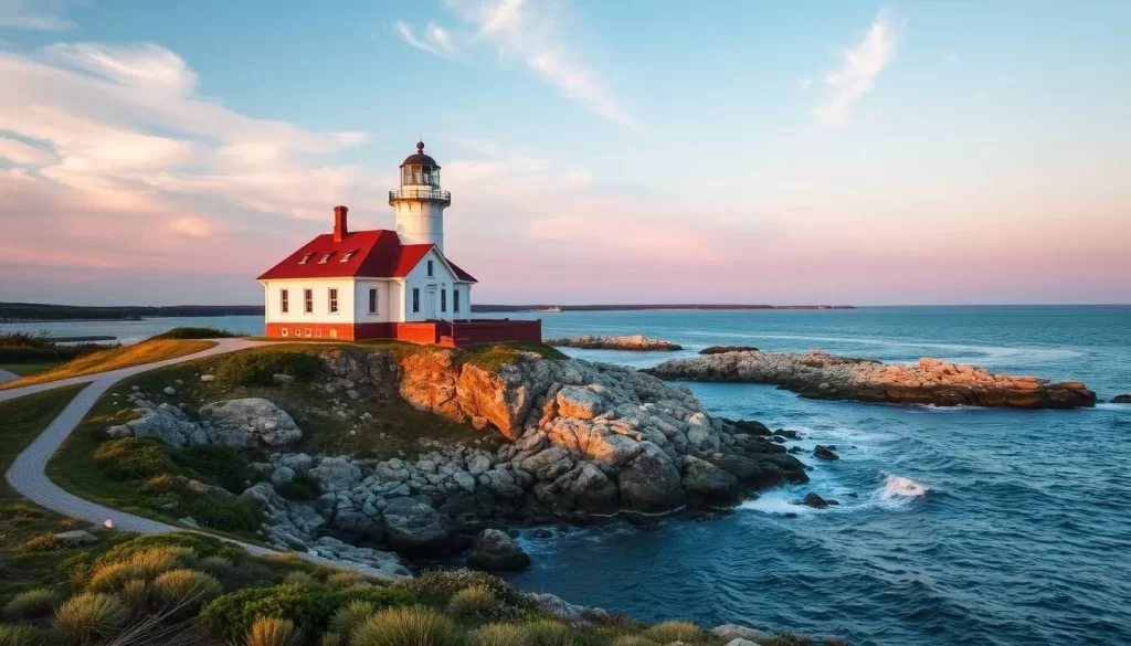 Generate an image of the North Lighthouse on Block Island