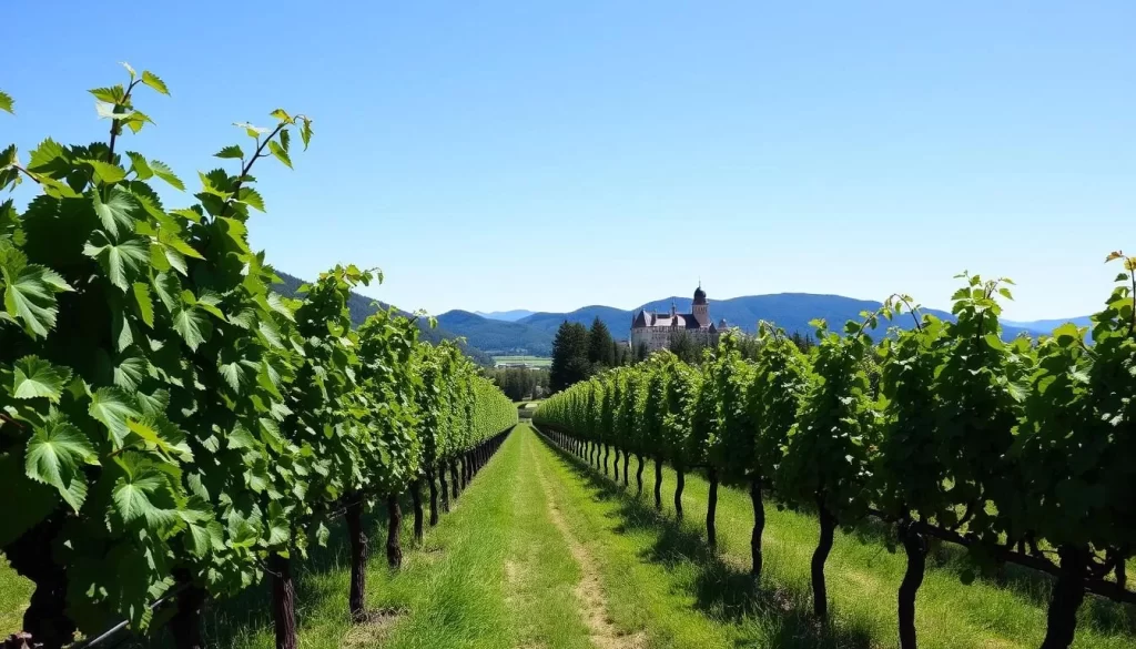 Generate an image of the Prince of Liechtenstein Winery's Herawingert Vineyards in Vaduz, Liechtenstein.