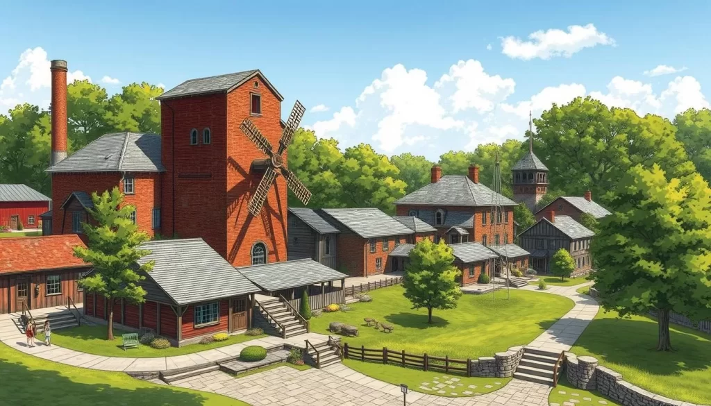 Generate an image of the Red Mill Museum Village in Clinton, NJ
